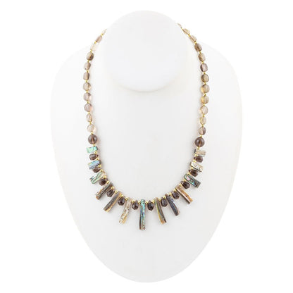 Sepia Sea Green Abalone Statement Golden Necklace