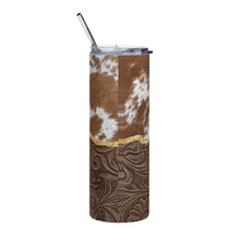 Load image into Gallery viewer, Cowhide and Leather Stainless steel tumbler
