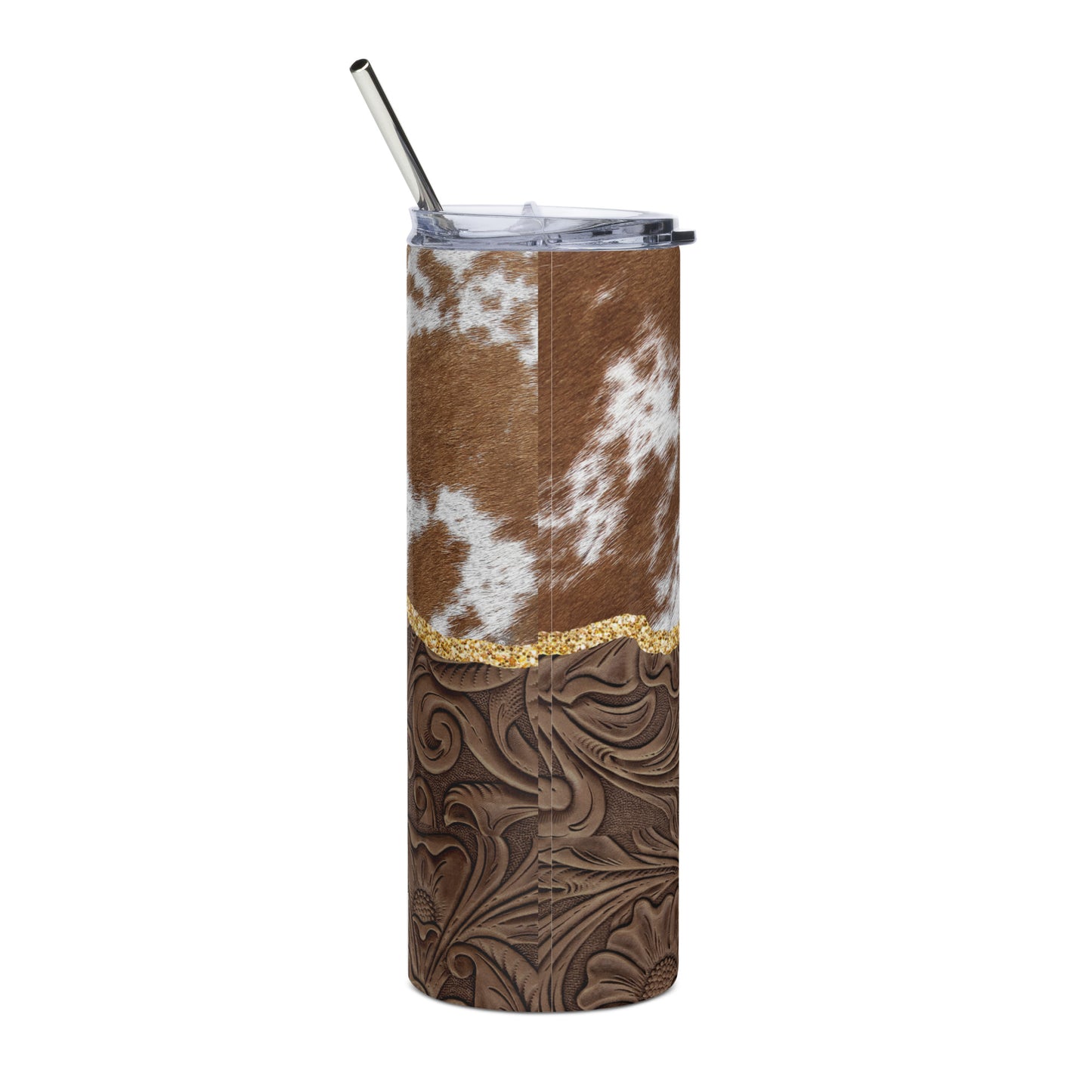 Cowhide and Leather Stainless steel tumbler