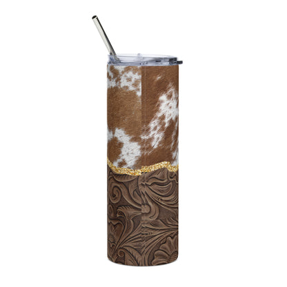Cowhide and Leather Stainless steel tumbler