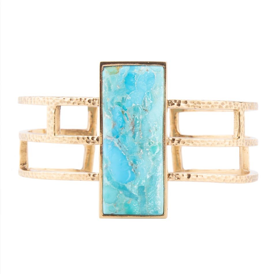 Willa Blue Turquoise Golden Cuff Bracelet