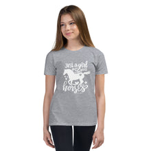 Load image into Gallery viewer, Youth Just a Girl Who Loves Horses Tee
