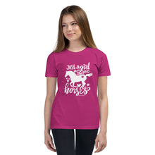 Load image into Gallery viewer, Youth Just a Girl Who Loves Horses Tee
